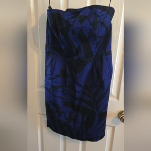 Vintage Strapless Express Black and Blue Dress